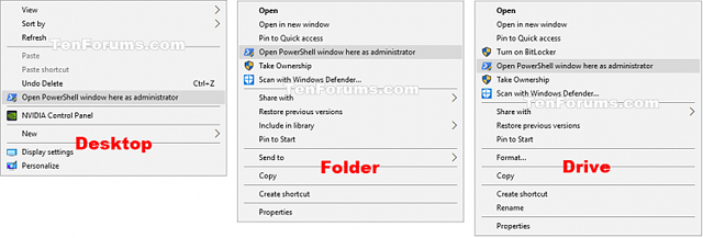 Menu ngữ cảnh Open PowerShell window here as administrator