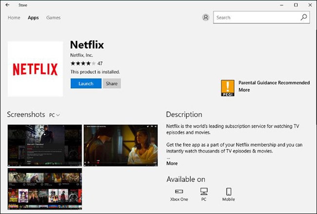 Tải Netflix từ Windows Store