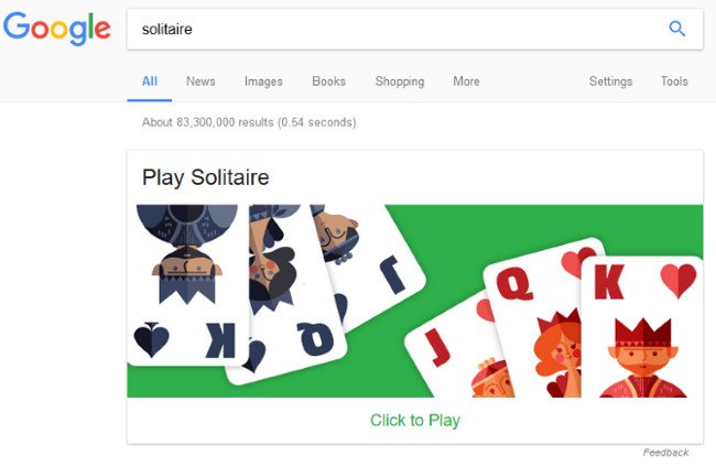 Chơi Solitaire trên trang tìm kiếm Google