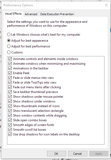 Trên Windows 10 bạn nên vô hiệu hóa các tính năng này đi  Vô hiệu hóa Visual Effect