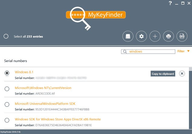 Công cụ tìm key MyKeyFinder của Abelssoft