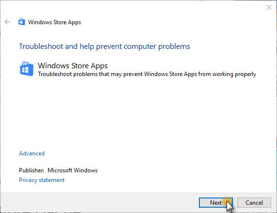 Windows Store Troubleshooter từ Microsof