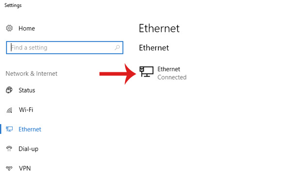 Chọn kết nối Ethernet hiện hành