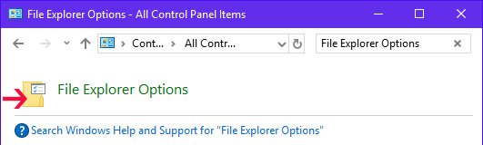 Mở File Explorer Options