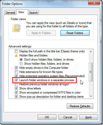 Mở File Explorer Options
