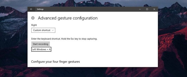 Làm thế nào để gán phím tắt cho cử chỉ chuột cảm ứng trên Windows 10