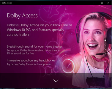 Ứng dụng Dolby Access được tích hợp sẵn 