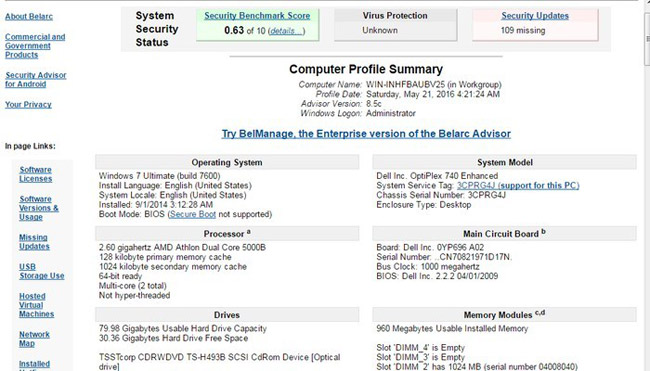 Belarc Advisor