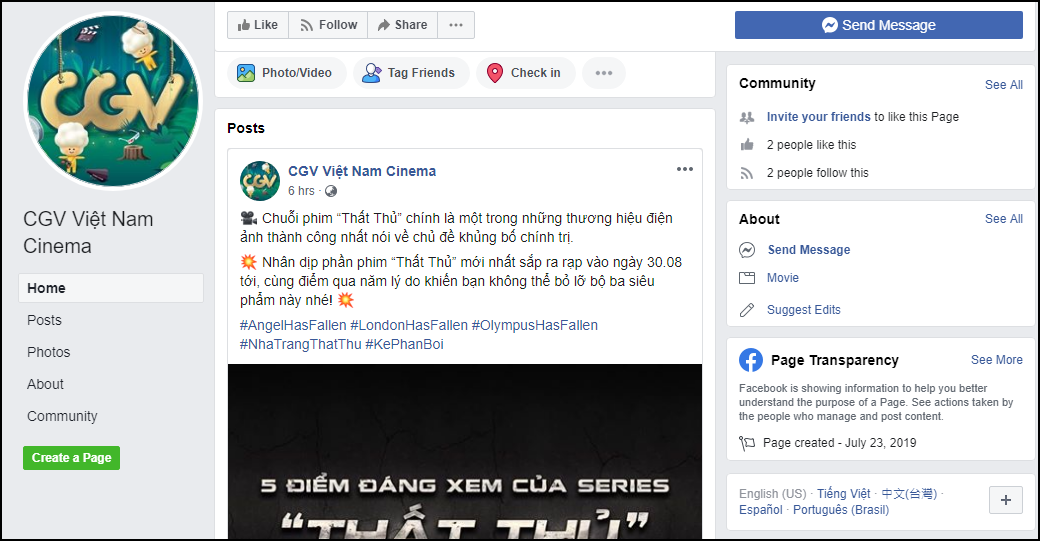Manh mối kẻ giả mạo website CGV Việt Nam đã được tìm ra: Page cũ mất xong có ngay page lừa đảo mới