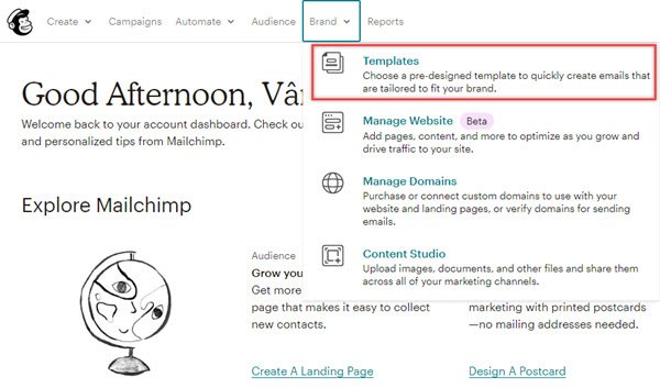 Mailchimp cho phép thiết kế mẫu email