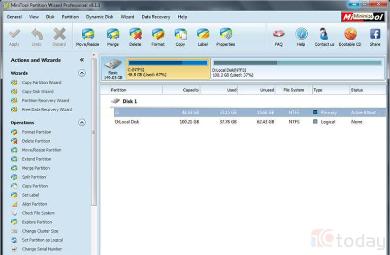 Hướng dẫn sử dụng MiniTool Partition Wizard để chia lại ổ cứng