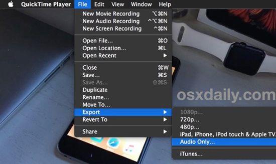 Làm thế nào để xuất file âm thanh từ Video với QuickTime trên MacOS X?