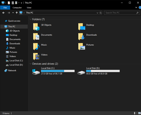 Vậy là khi mở File Explorer lên, bạn sẽ gặp lại trình quản lý File quen thuộc của mình.