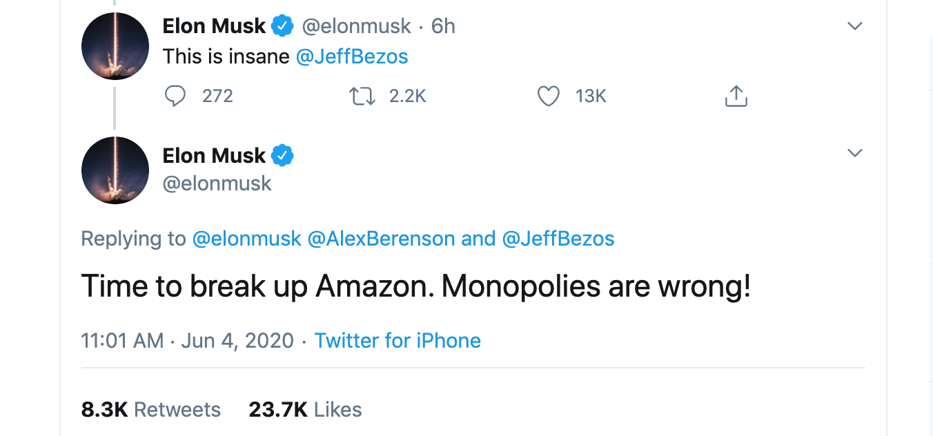 Elon Musk kêu gọi “giải tán” Amazon