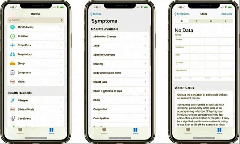 iOS 13.6 beta 2 mang đến danh mục “Triệu chứng”mới trong ứng dụng Health