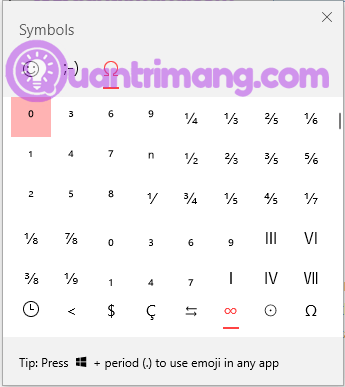 Bảng kí tự đặc biệt trên Windows 10