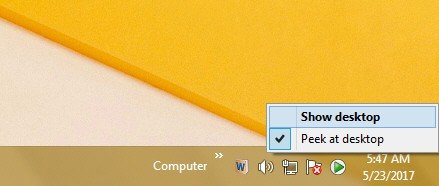 Bật&nbsp;Peek&nbsp;at&nbsp;desktop