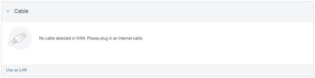 Vào phần Internet, rồi nhấp vào Use as LAN trong phần Cable