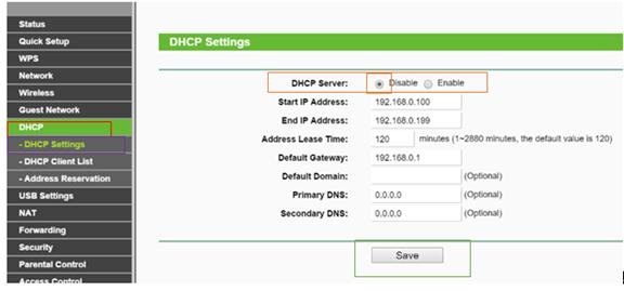 Vô hiệu hóa server DHCP