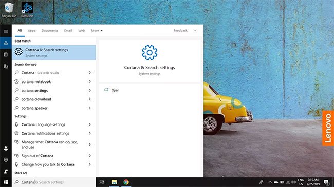 Tắt Cortana trên Windows 10 2 Chọn Cortana & Search Settings
