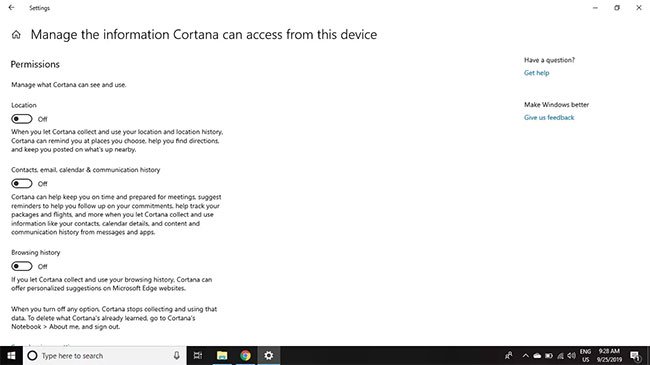 Tắt Cortana trên Windows 10 5 Tắt tất cả tùy chọn
