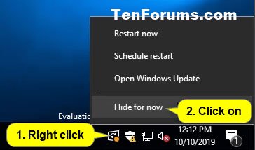 Tạm thời ẩn biểu tượng Windows Update Status cho người dùng hiện tại