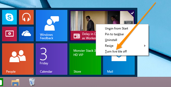  chọn Turn live tile off
