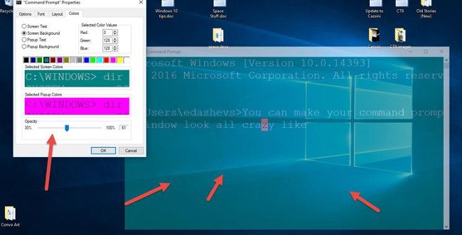 Cửa sổ Command Prompt trong suốt