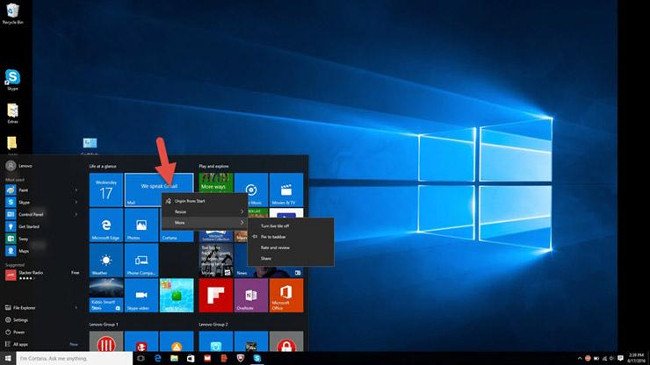 Tùy chỉnh Tile trong windows 10