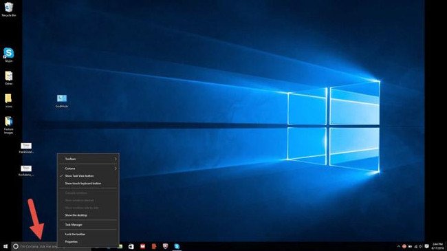 Nhấp chuột phải vào Taskbar