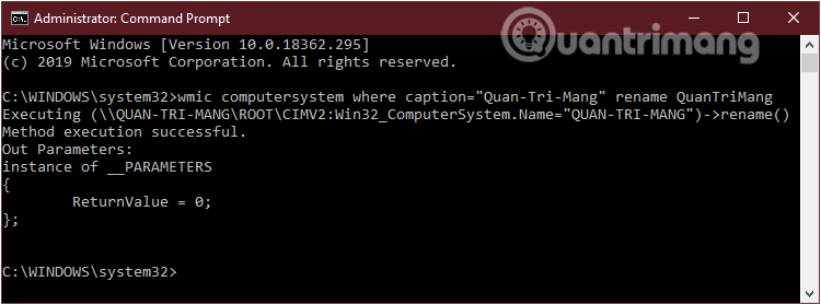Đổi tên máy tính windows 10 bằng Command Prompt