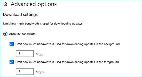 Giới hạn băng thông cho Windows Update