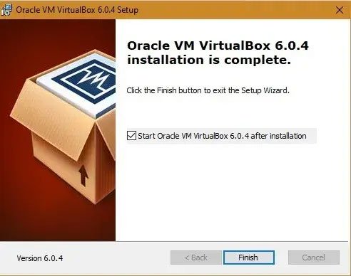 Oracle VM VirtualBox được cài đặt thành công