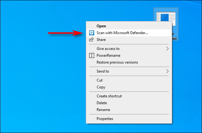 Hướng dẫn sử dụng Windows Defender 13 Nhấp vào tùy chọn Scan With Microsoft Defender