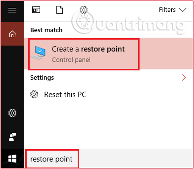 Sao lưu và phục hồi Registry trên Windows 7 Mở Create a Restore Point trong Windows 10