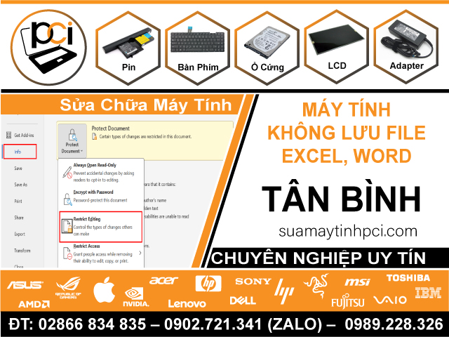Địa Chỉ Sửa Máy Tính Không Lưu Được File Excel, Word Tại Quận Tân Bình