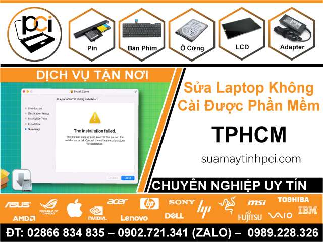 Địa Chỉ Sửa Laptop Không Cài Được Phần Mềm TPHCM Giá Rẻ