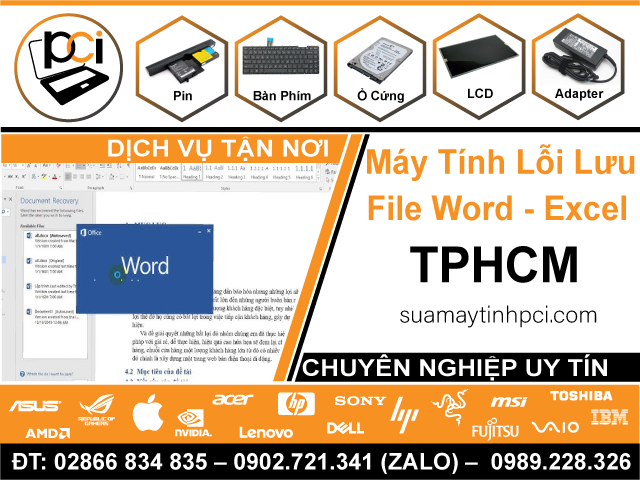Địa Chỉ Sửa Máy Tính Lỗi Lưu File Word Excel TPHCM