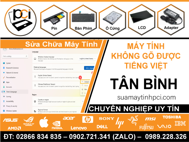 Địa Chỉ Sửa Máy Tính Không Gõ Được Tiếng Việt Tại Quận Tân Bình