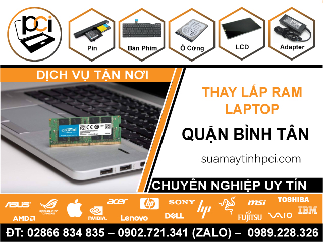 Thay RAM Laptop Quận Bình Tân Uy Tín