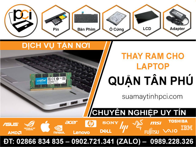 Thay RAM Laptop Quận Tân Phú Chính Hãng