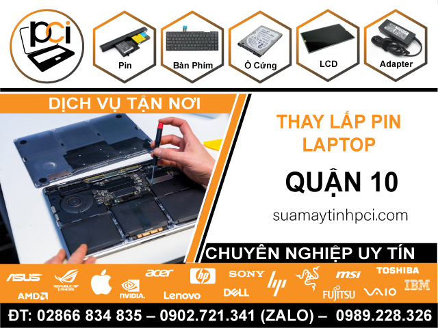 Thay Pin Laptop Chính Hãng Tại Quận 10