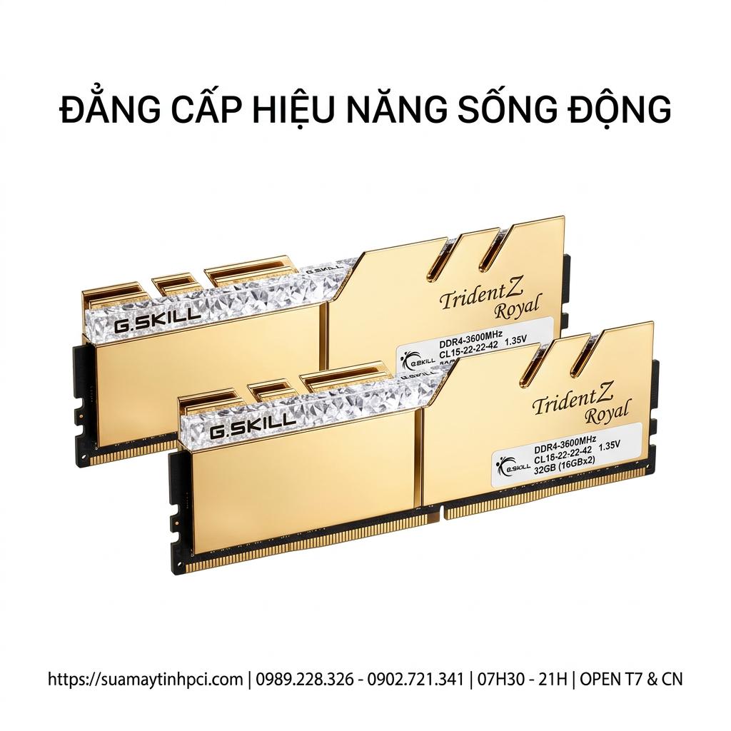 Ram PC G.Skill Trident Z Royal 32GB DDR4 3600MHz - Hiệu năng đỉnh cao, LED RGB giá rẻ tại TPHCM