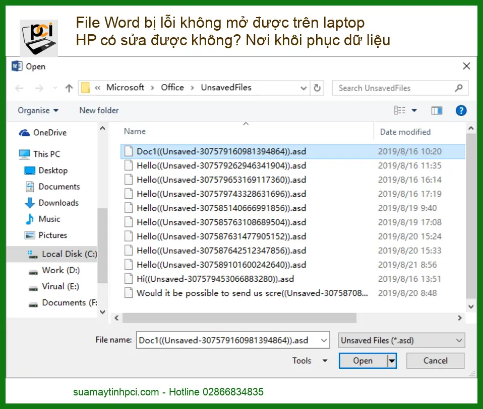 File Word bị lỗi không mở được trên laptop HP có sửa được không? Nơi khôi phục dữ liệu uy tín