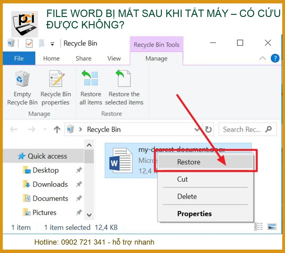 Word bị mất sau khi tắt máy – Giải pháp cứu dữ liệu khẩn cấp tại PCI