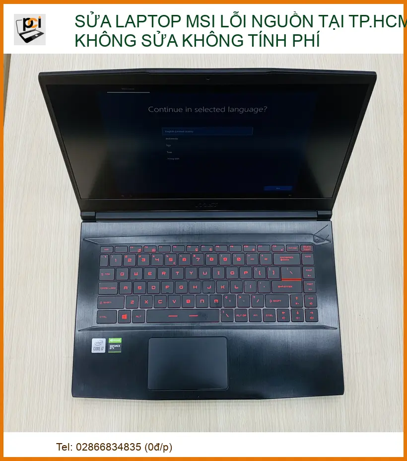 Sửa laptop MSI lỗi nguồn tại TP.HCM – Kiểm tra miễn phí, không sửa không tính phí