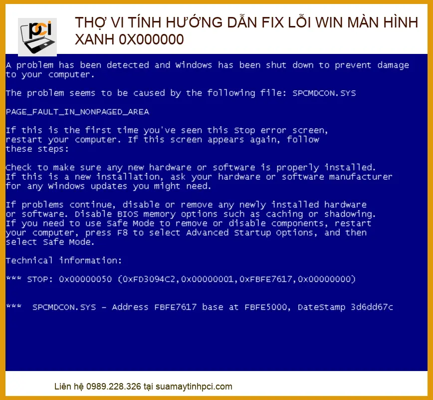 Hướng dẫn chi tiết khắc phục lỗi màn hình xanh 0x000000 từ chuyên gia PCI