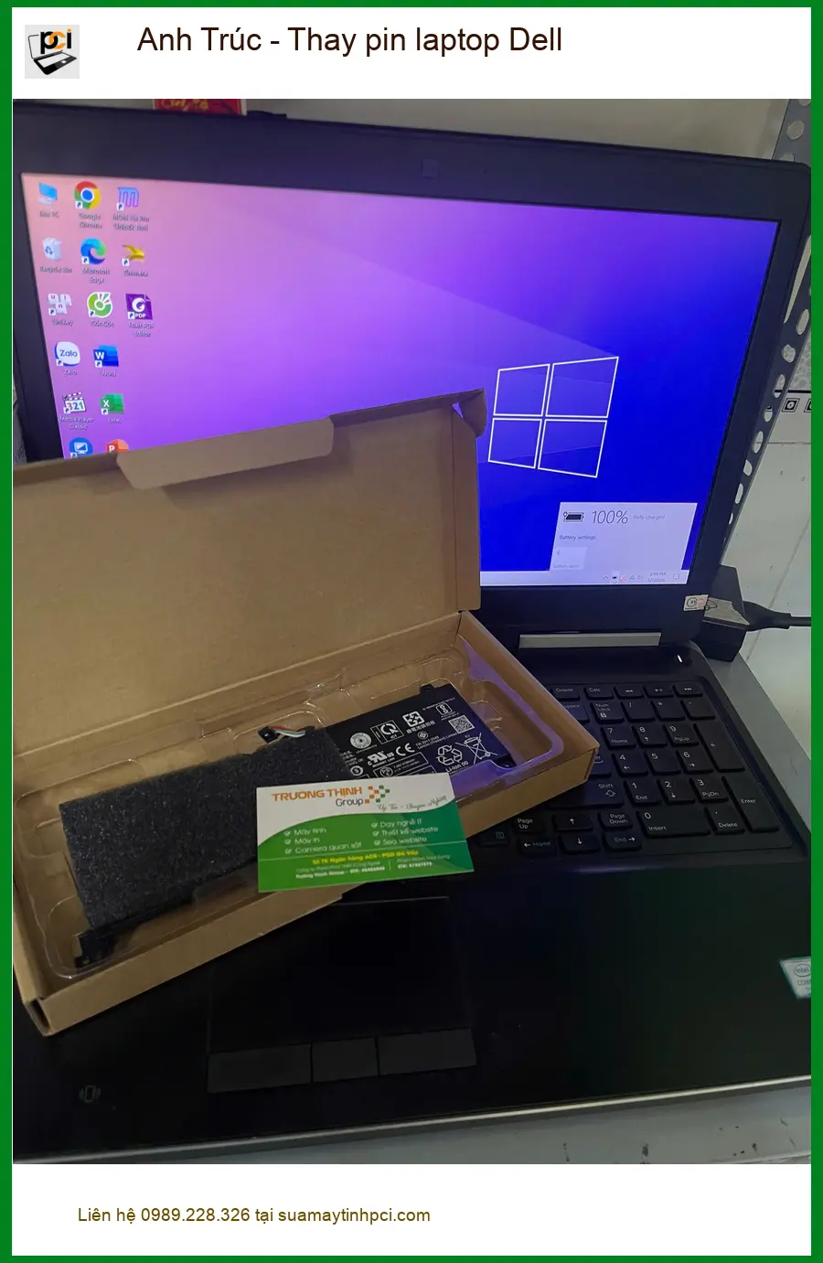 Chị Loan ở Thủ Đức tìm chỗ thay pin laptop Dell giá tốt, lấy ngay ảnh thực tế 1
