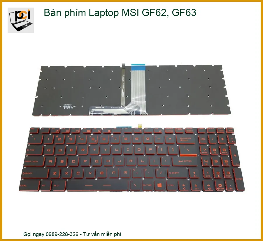 Bàn phím Laptop MSI GF62, GF63 - Thay thế Chính hãng, Lấy liền Giá tốt tại TPHCM