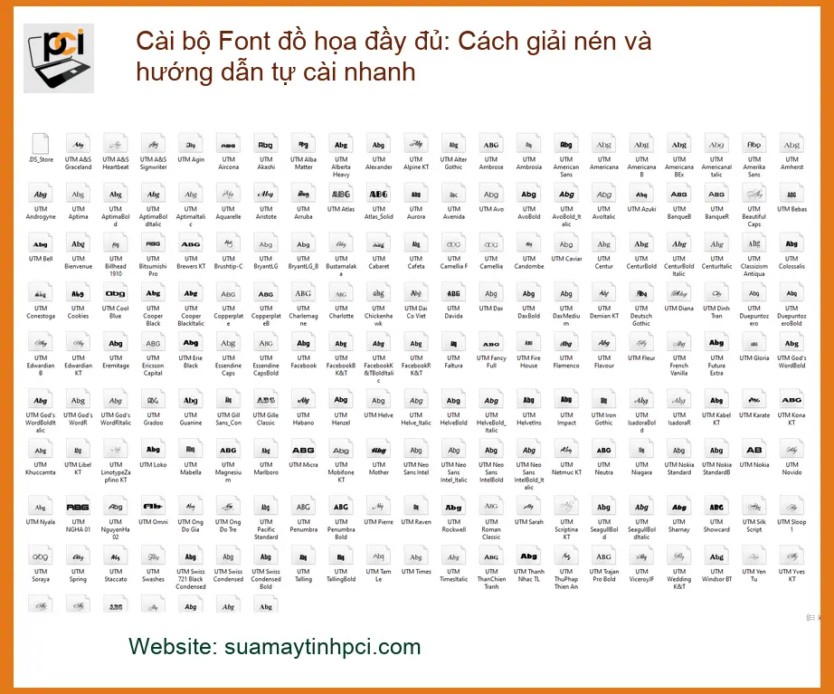 Thủ thuật Cài Font đồ họa: Giải nén, cài nhanh – Tự cài tại nhà